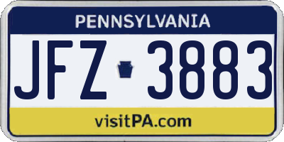 PA license plate JFZ3883