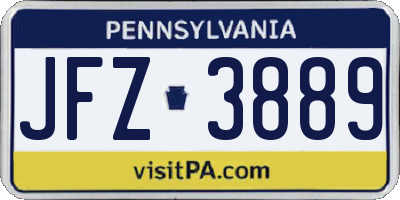 PA license plate JFZ3889