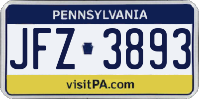 PA license plate JFZ3893