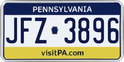PA license plate JFZ3896