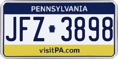 PA license plate JFZ3898