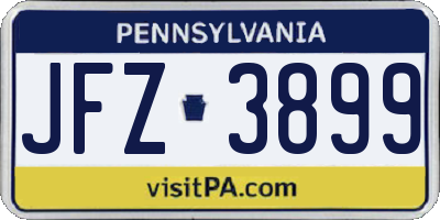 PA license plate JFZ3899