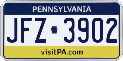 PA license plate JFZ3902
