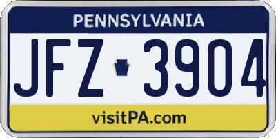 PA license plate JFZ3904