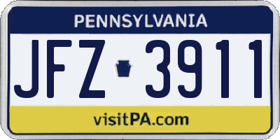 PA license plate JFZ3911