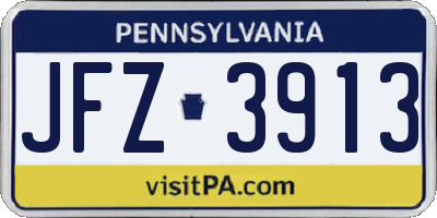 PA license plate JFZ3913