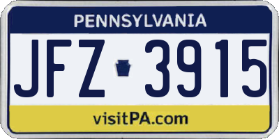 PA license plate JFZ3915