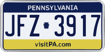 PA license plate JFZ3917