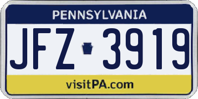 PA license plate JFZ3919