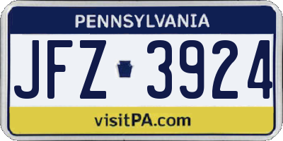 PA license plate JFZ3924