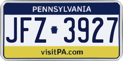 PA license plate JFZ3927