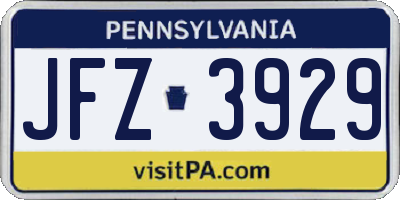 PA license plate JFZ3929