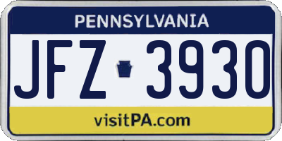 PA license plate JFZ3930