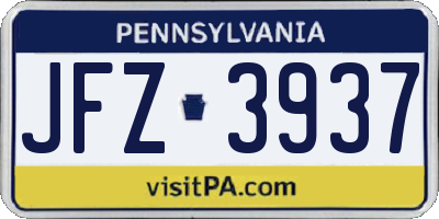 PA license plate JFZ3937