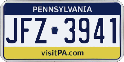 PA license plate JFZ3941