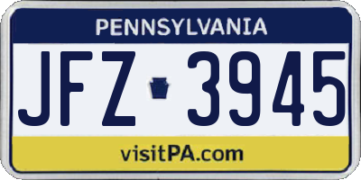 PA license plate JFZ3945