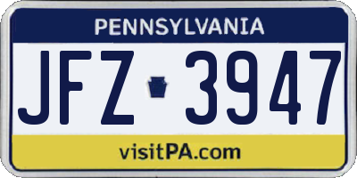 PA license plate JFZ3947