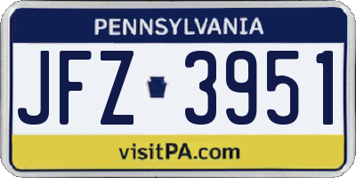 PA license plate JFZ3951