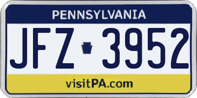 PA license plate JFZ3952