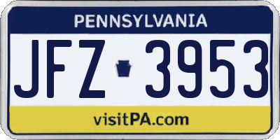 PA license plate JFZ3953