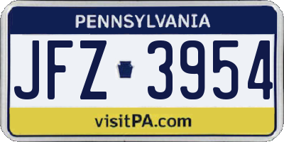 PA license plate JFZ3954