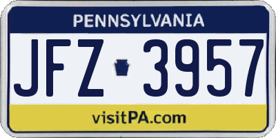 PA license plate JFZ3957