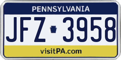 PA license plate JFZ3958