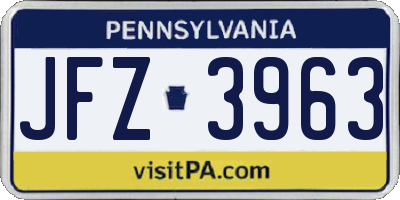 PA license plate JFZ3963
