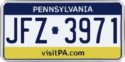 PA license plate JFZ3971