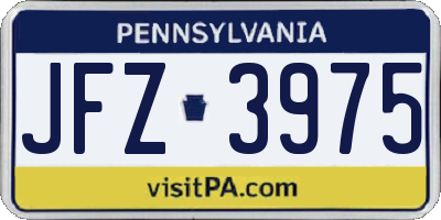 PA license plate JFZ3975