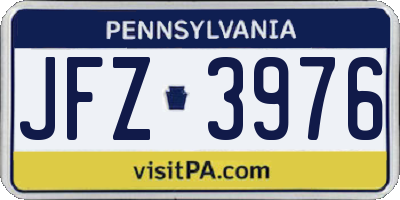 PA license plate JFZ3976