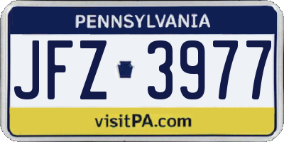 PA license plate JFZ3977