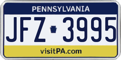 PA license plate JFZ3995