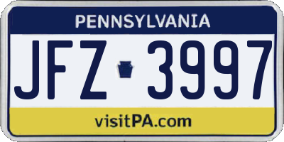 PA license plate JFZ3997