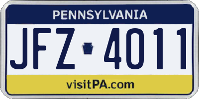 PA license plate JFZ4011