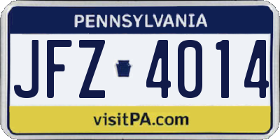 PA license plate JFZ4014