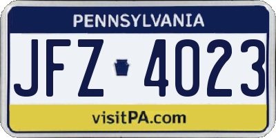 PA license plate JFZ4023