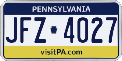 PA license plate JFZ4027