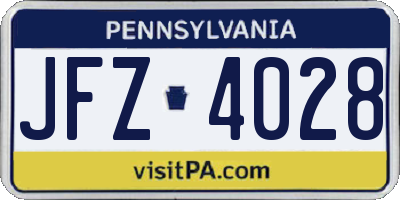 PA license plate JFZ4028