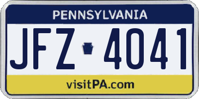 PA license plate JFZ4041