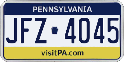 PA license plate JFZ4045