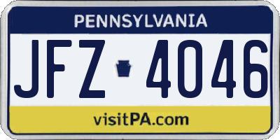 PA license plate JFZ4046