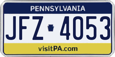 PA license plate JFZ4053