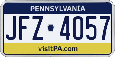 PA license plate JFZ4057