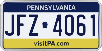PA license plate JFZ4061