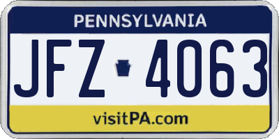 PA license plate JFZ4063