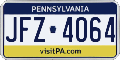 PA license plate JFZ4064