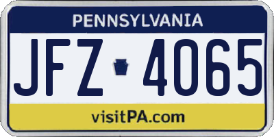 PA license plate JFZ4065