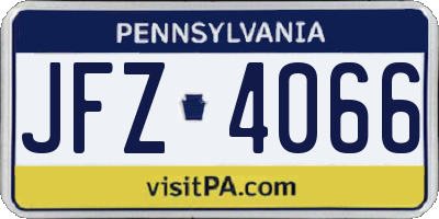 PA license plate JFZ4066