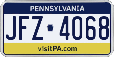 PA license plate JFZ4068